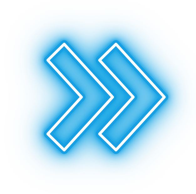 Neon blue double arrow icon